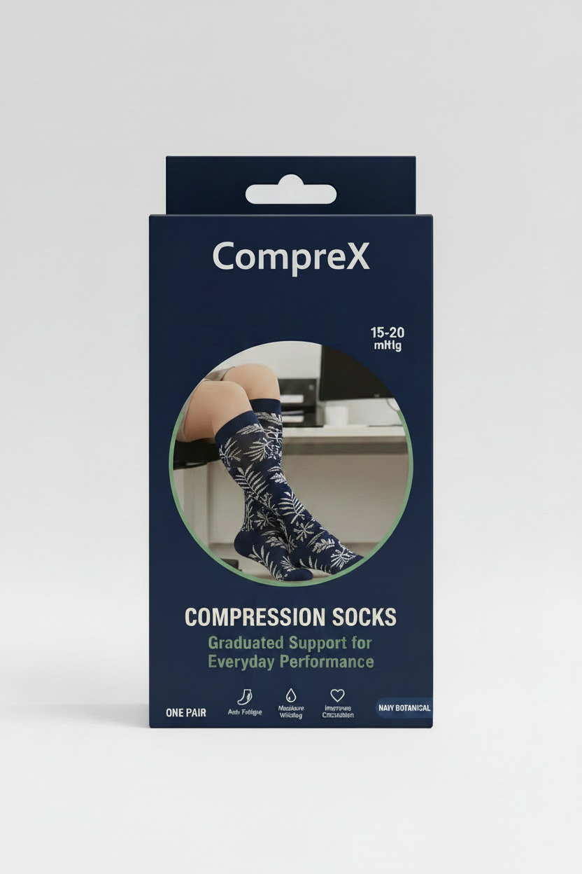 CompreX Compression Socks — Navy Botanical (Single Pair)