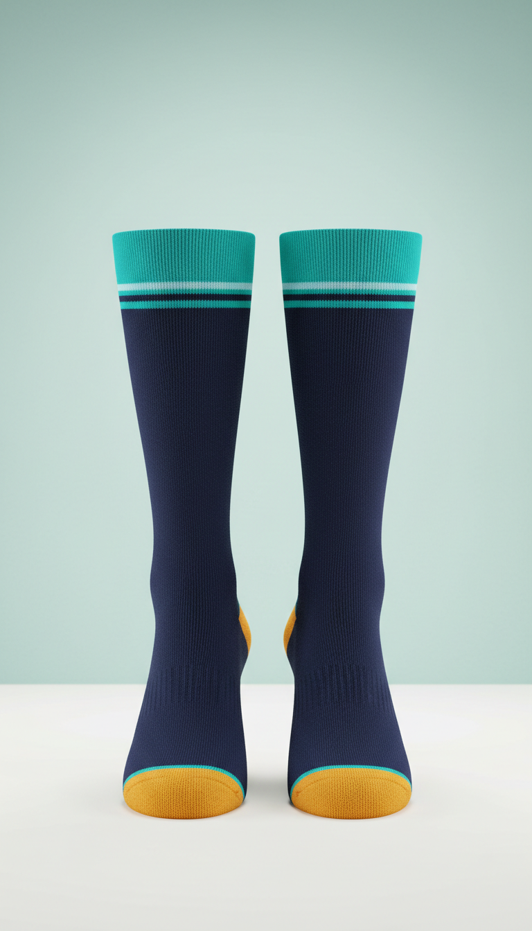 Heritage navy knee-high compression sock