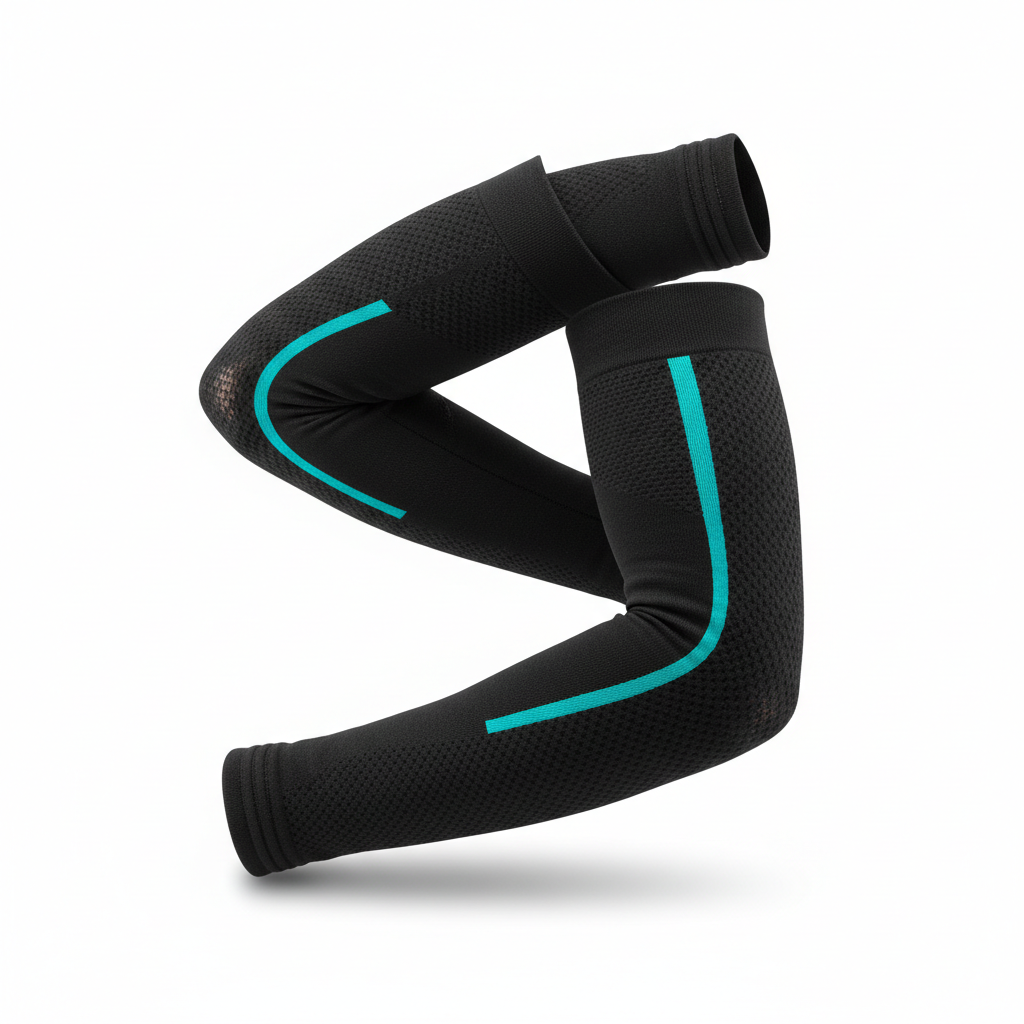 CompreX Compression Sleeves — black with teal accent stripe
